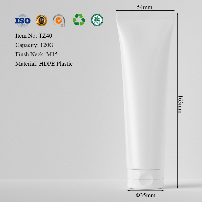 PE plastic cosmetic squeeze tube dimensions for 120g