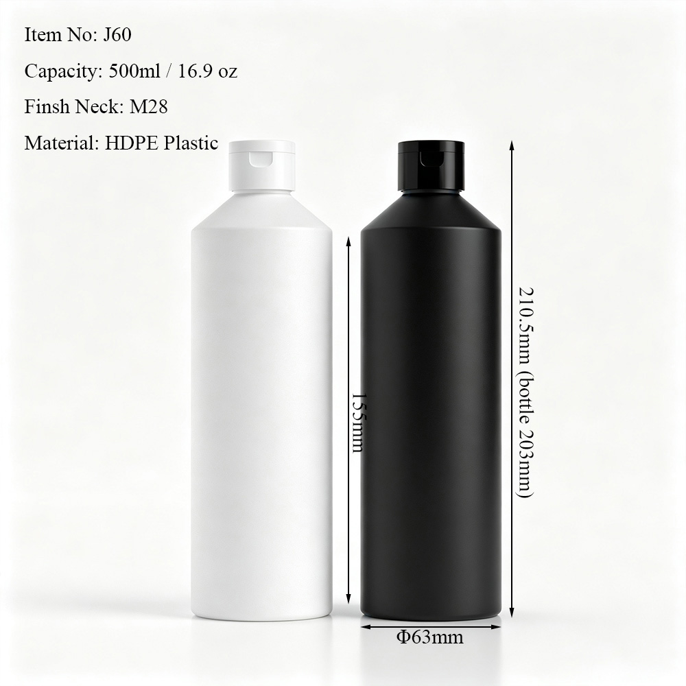 500ml 16.9 oz HDPE slant shoulder flip top bottle dimensions with 28/410 neck finish