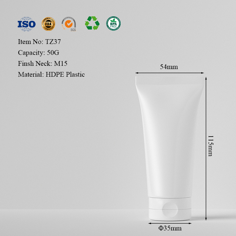 PE plastic cosmetic squeeze tube dimensions for 50g