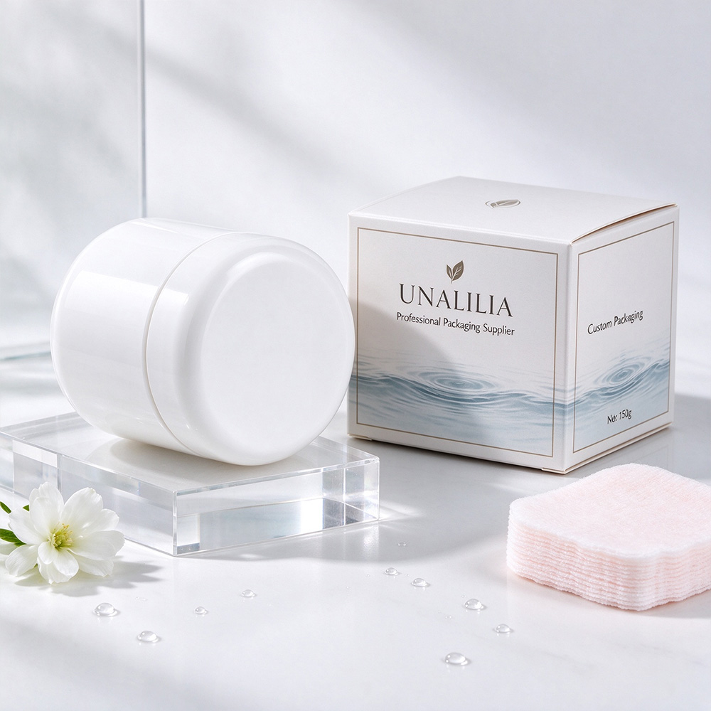 5 oz white PET plastic cosmetic jar with screw cap and packaging box for skincare body cream and beauty products