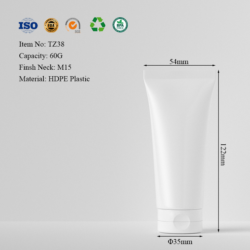 PE plastic cosmetic squeeze tube dimensions for 60g