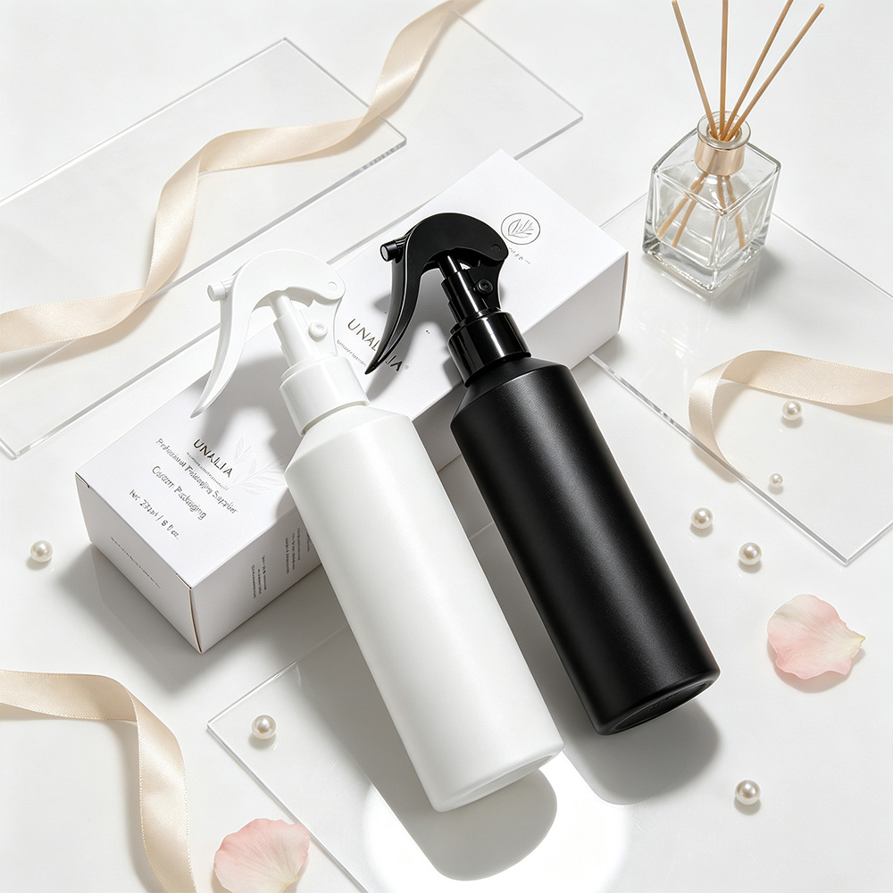 8 oz HDPE slant shoulder trigger spray bottle with packaging box for household and professional cleaning products