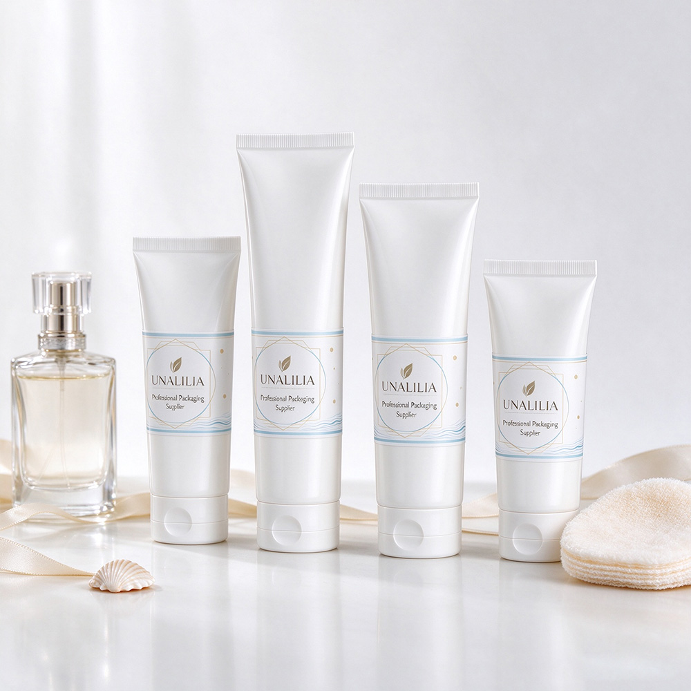 Custom branded PE cosmetic squeeze tube with flip top cap for private label skincare and personal care packaging