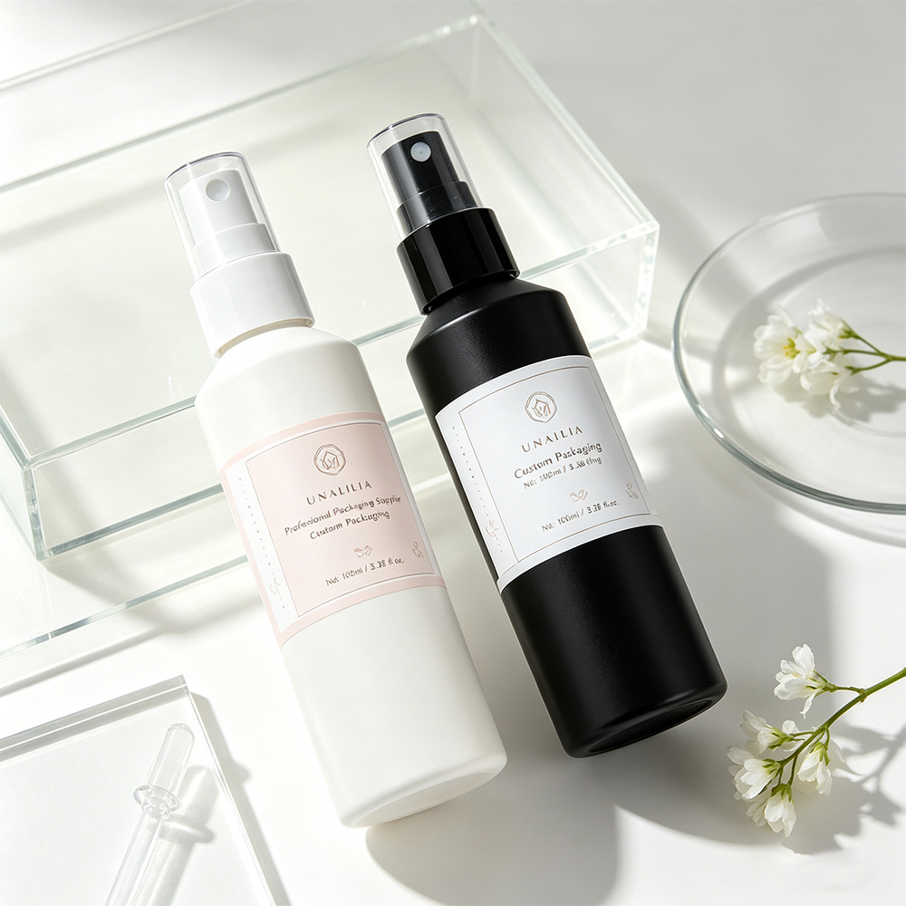 Custom label 100ml slant shoulder fine mist spray bottle for private label beauty and personal care packaging