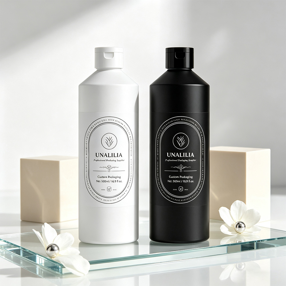 Custom label 500ml slant shoulder flip top bottle for private label body care and personal care packaging
