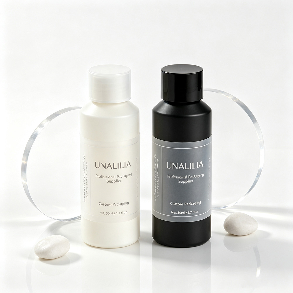 Custom label 50ml slant shoulder screw cap bottle for private label beauty and personal care packaging