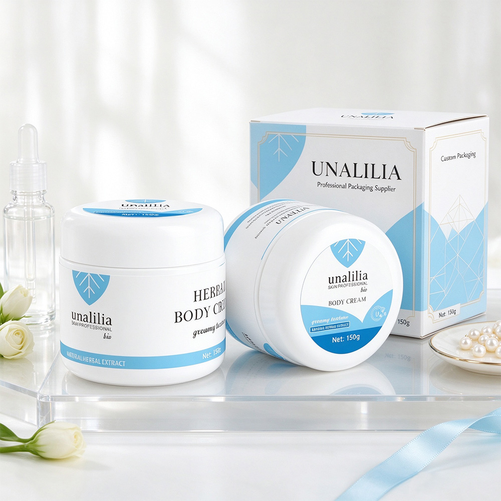 Custom label 5 oz PET plastic cream jar for private label skincare beauty and personal care packaging