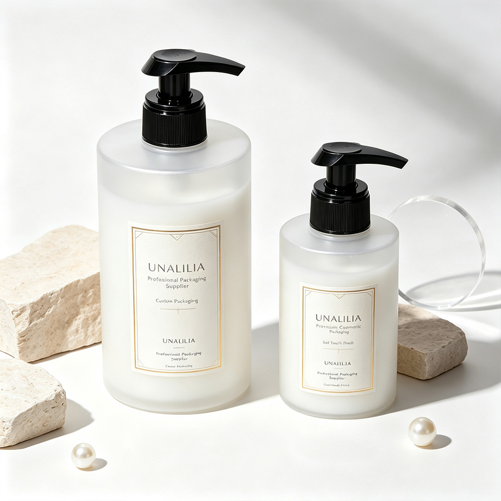 Custom label frosted PET lotion pump bottle for private label skincare and personal care packaging