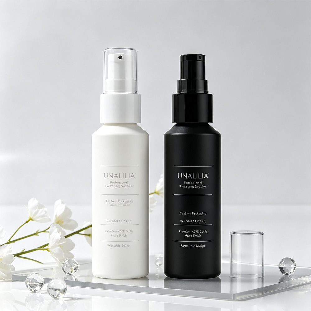 50ml HDPE Slant Shoulder Treatment Pump Bottle - custom printed 50ml slant shoulder treatment pump bottle
