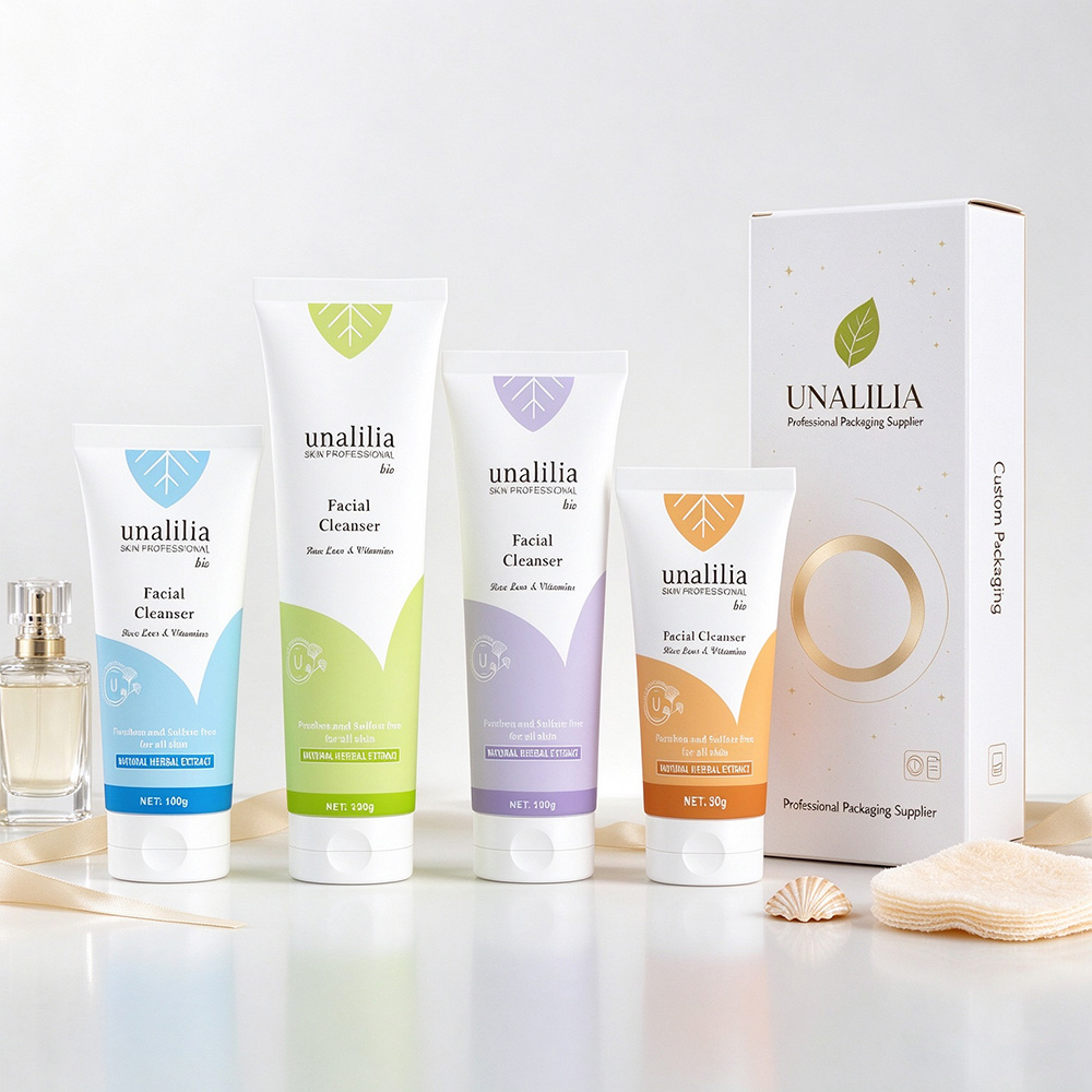 Custom printed PE plastic cosmetic squeeze tube for branded skincare body care and beauty packaging