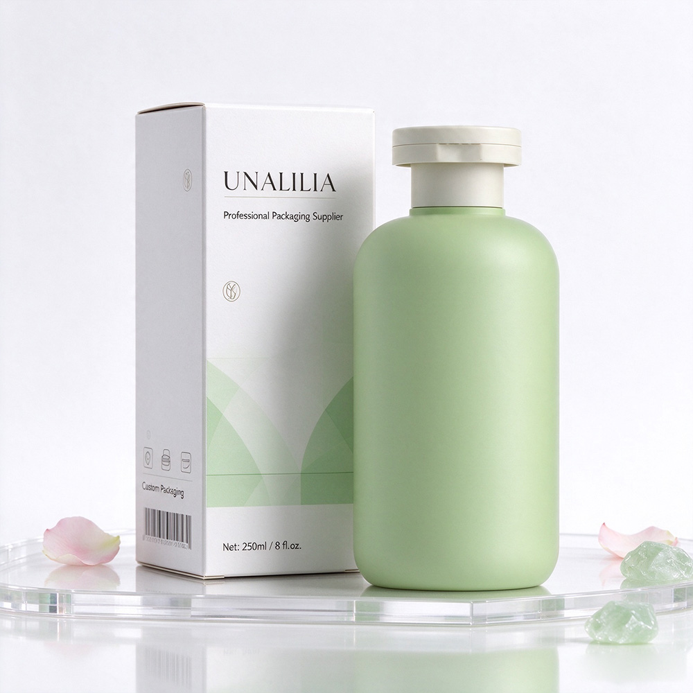 Green 250ml soft touch HDPE Boston round plastic bottle with 24/410 flip top cap and fine matte surface