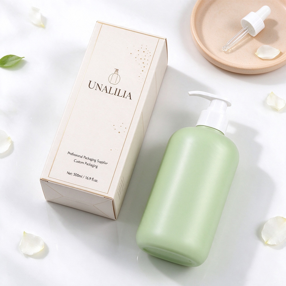500ml Soft Touch HDPE Boston Round Bottle with Lotion Pump - Image 2